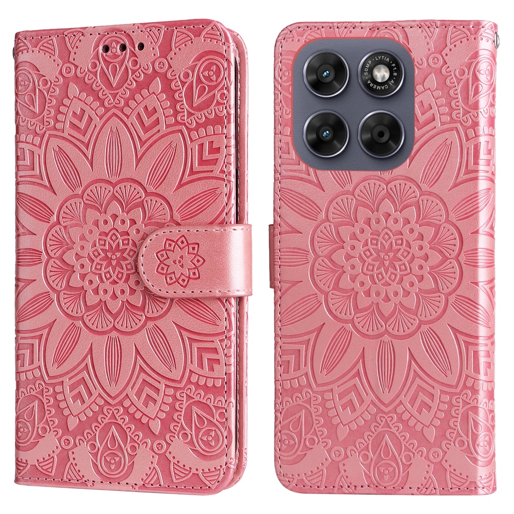 Sunflower knížkové pouzdro na Motorola Moto G87 5G/G77 5G/G67 5G - růžové