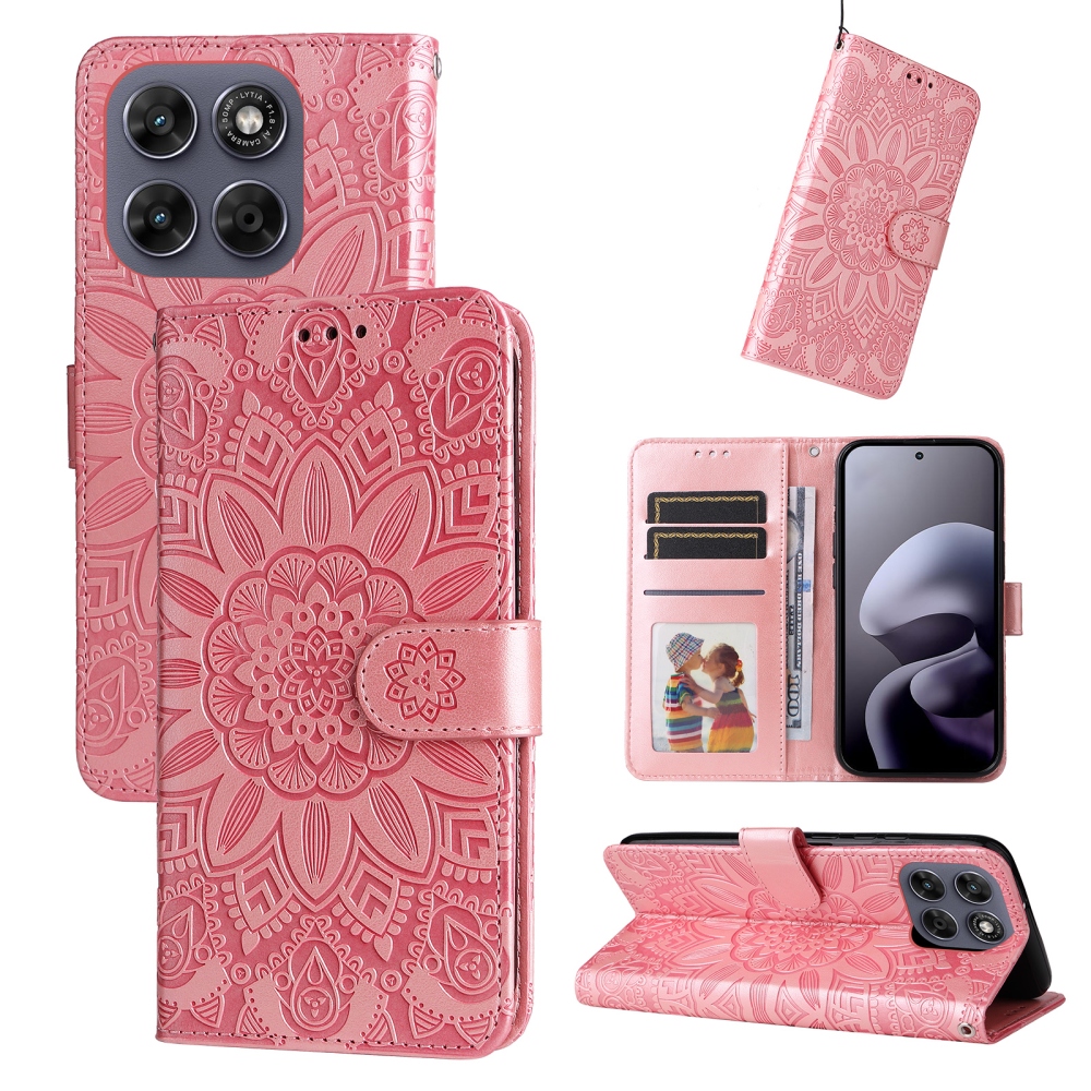 Sunflower knížkové pouzdro na Motorola Moto G87 5G/G77 5G/G67 5G - růžové