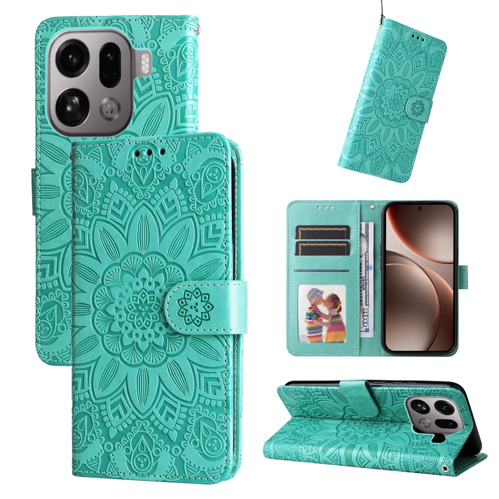 Sunflower knížkové pouzdro na Oppo Find X9 Pro 5G - modrozelené