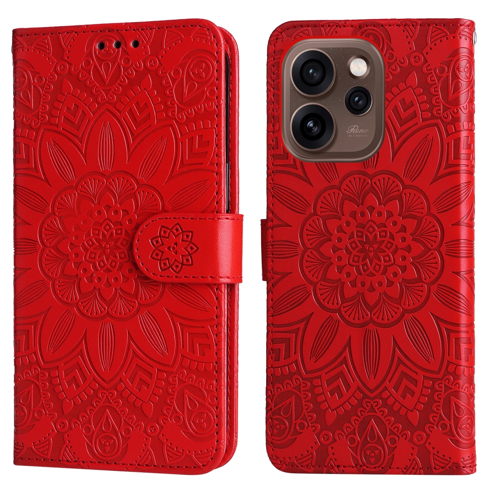 Sunflower knížkové pouzdro na Oppo Reno 15 Pro 5G - červené