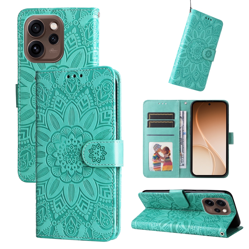 Sunflower knížkové pouzdro na Oppo Reno 15 Pro 5G - modrozelené