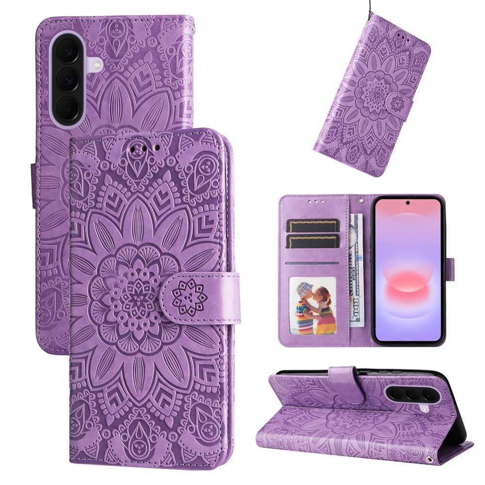 Sunflower knížkové pouzdro na Samsung Galaxy A27 - fialové