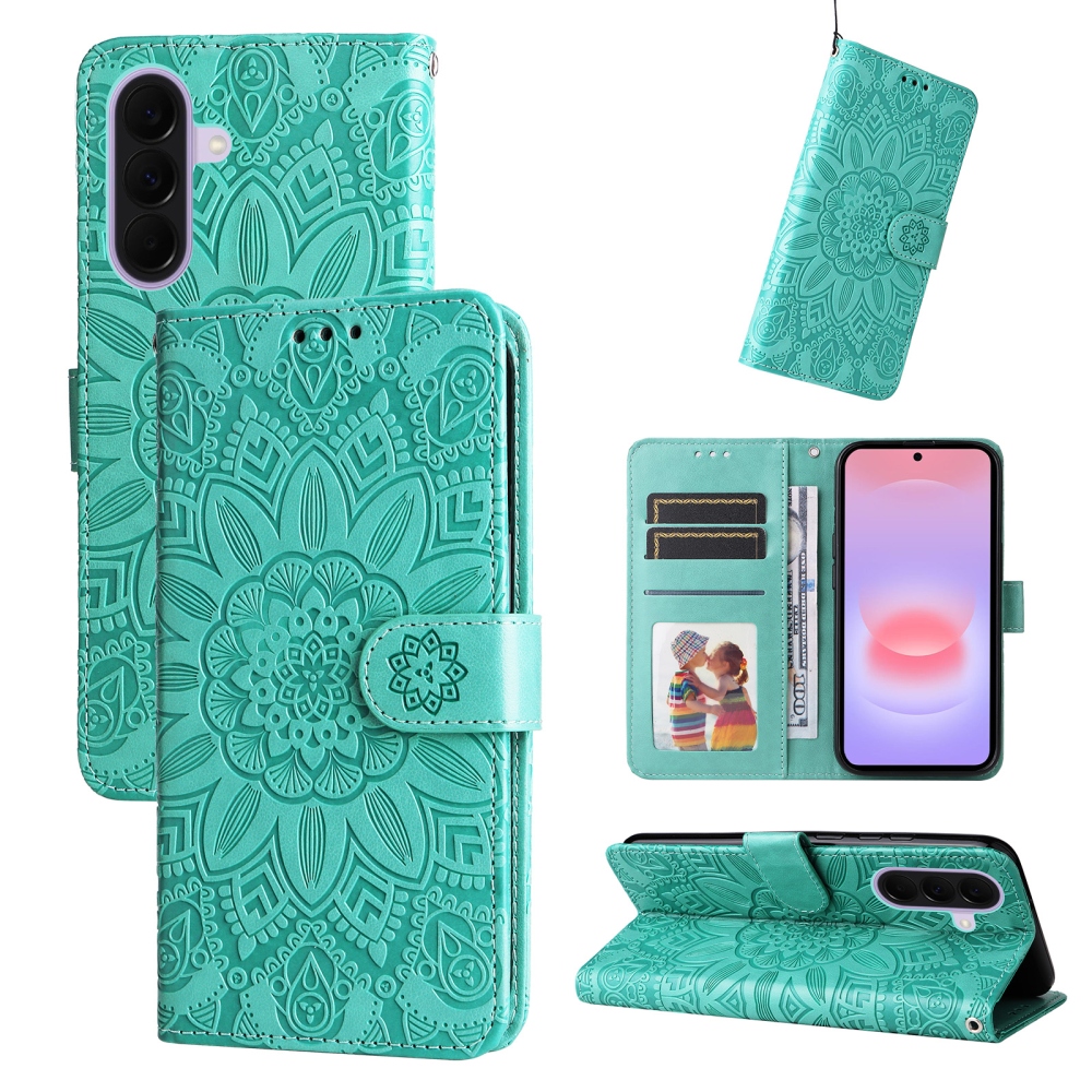 Sunflower knížkové pouzdro na Samsung Galaxy A27 - modrozelené