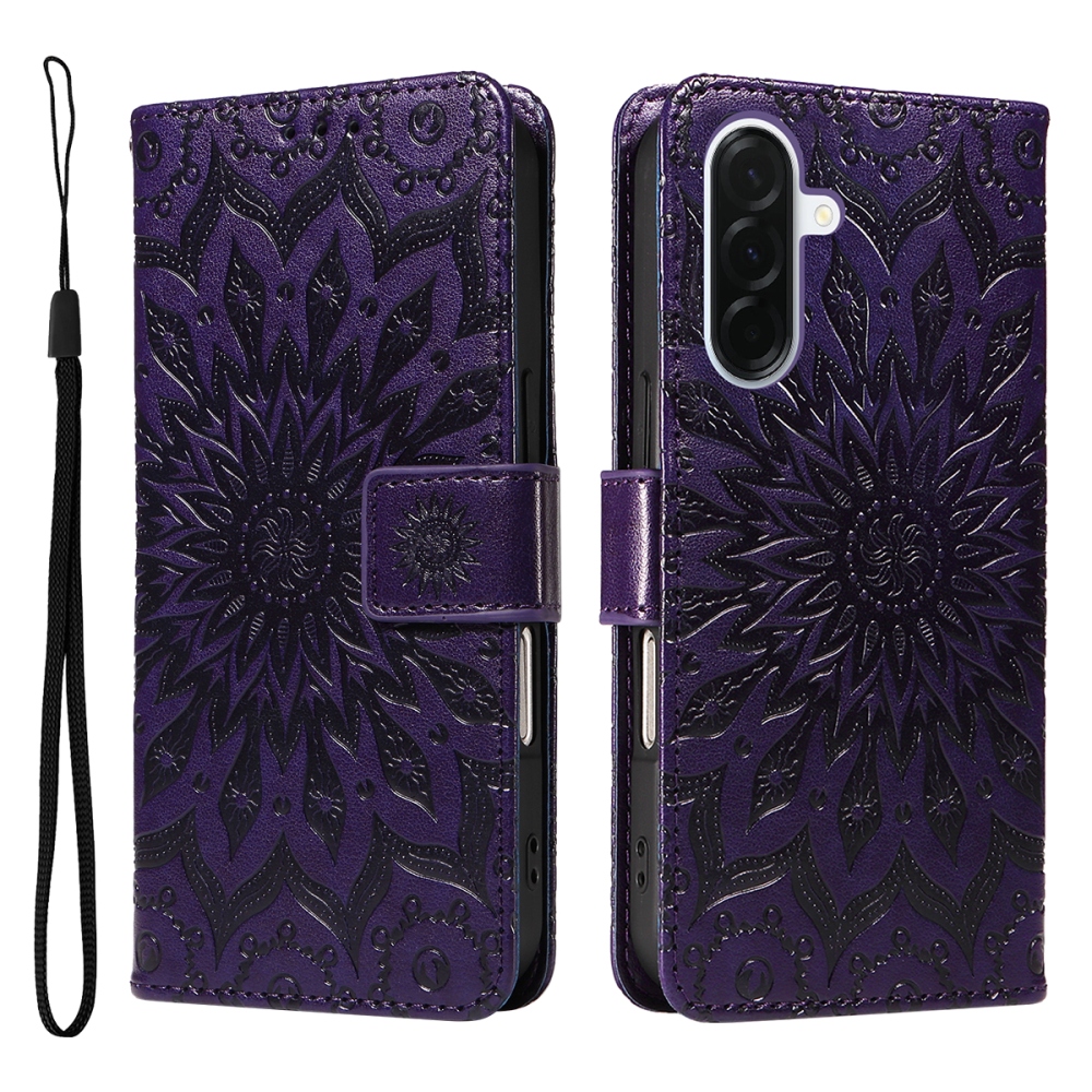 Sunflower knížkové pouzdro na Samsung Galaxy A37 5G - tmavěfialové