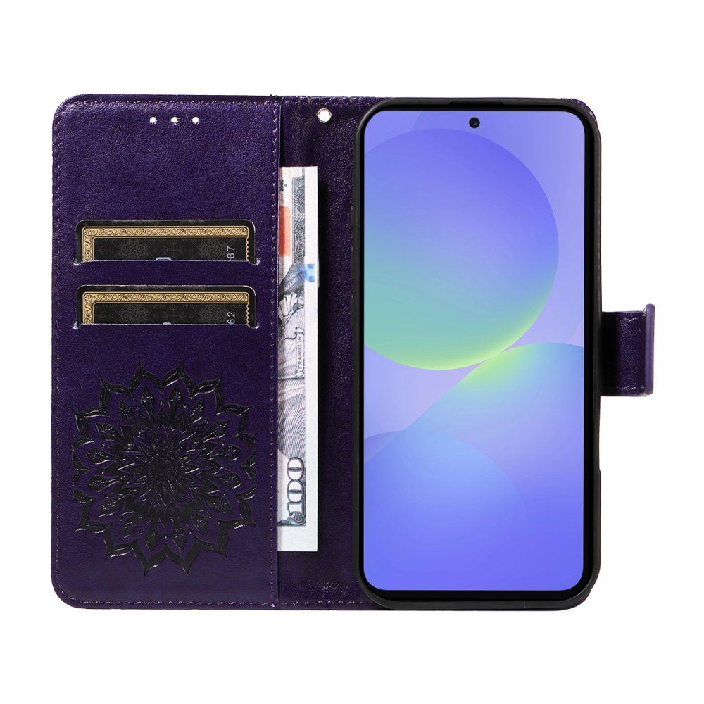 Sunflower knížkové pouzdro na Samsung Galaxy A37 5G - tmavěfialové