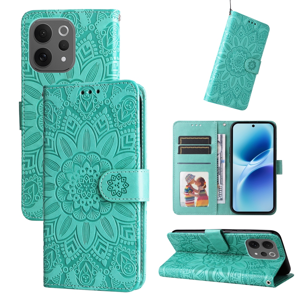 Sunflower knížkové pouzdro na Vivo V70 5G - modrozelené