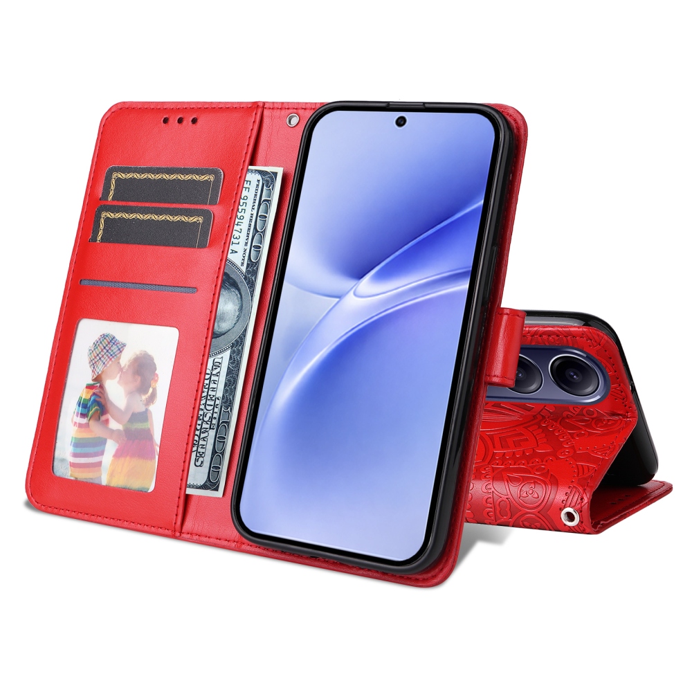 Sunflower knížkové pouzdro na Vivo V70 FE 5G - červené