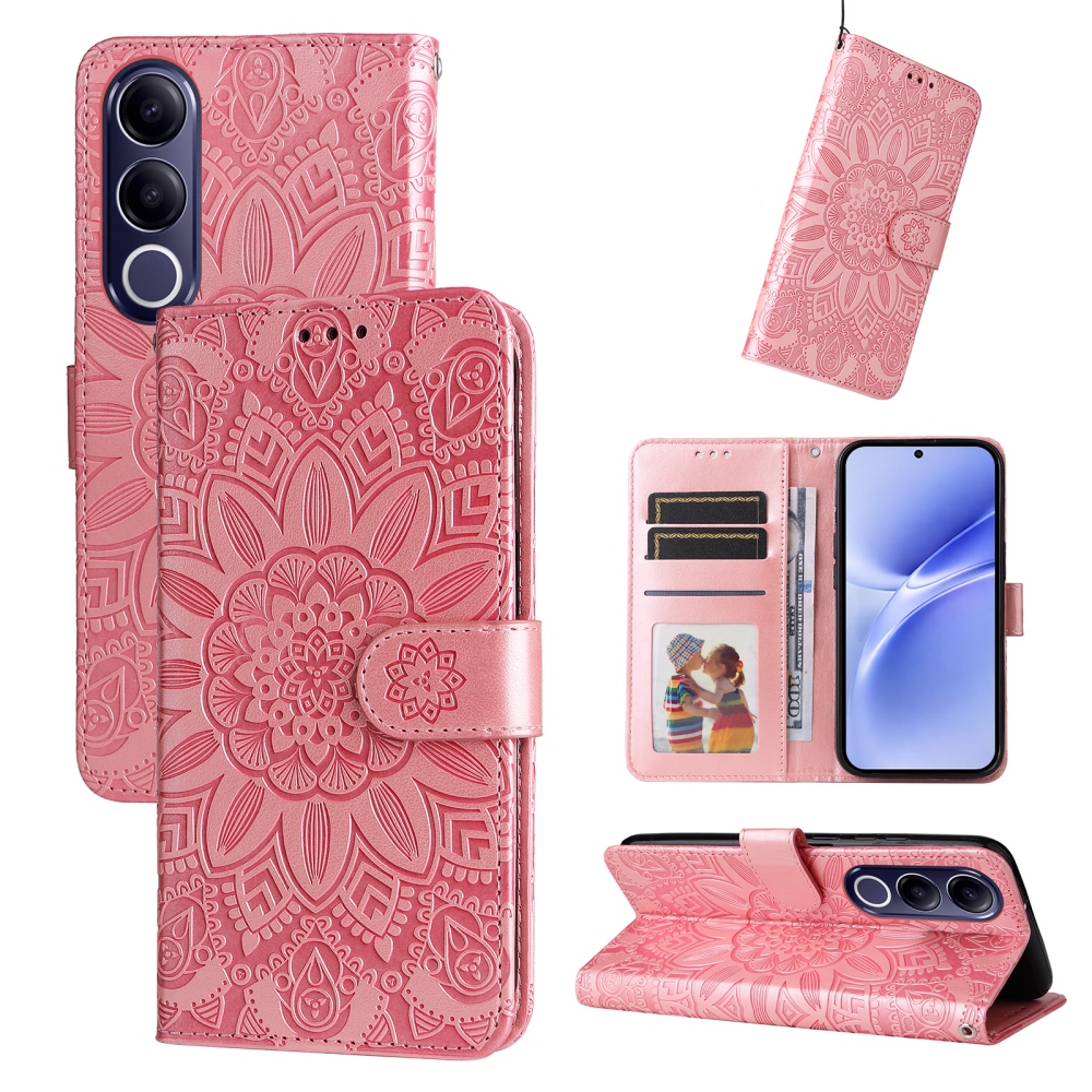 Sunflower knížkové pouzdro na Vivo V70 FE 5G - růžové
