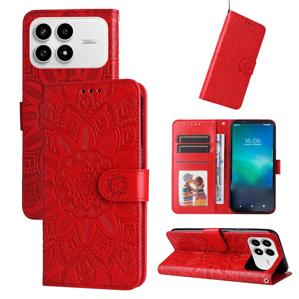 Sunflower knížkové pouzdro na Xiaomi Poco F8 Pro 5G - červené