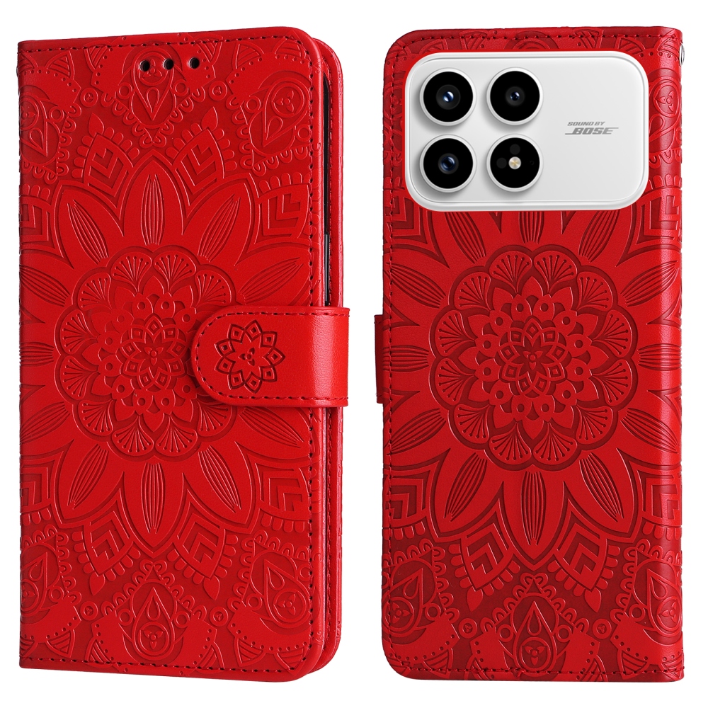 Sunflower knížkové pouzdro na Xiaomi Poco F8 Pro 5G - červené