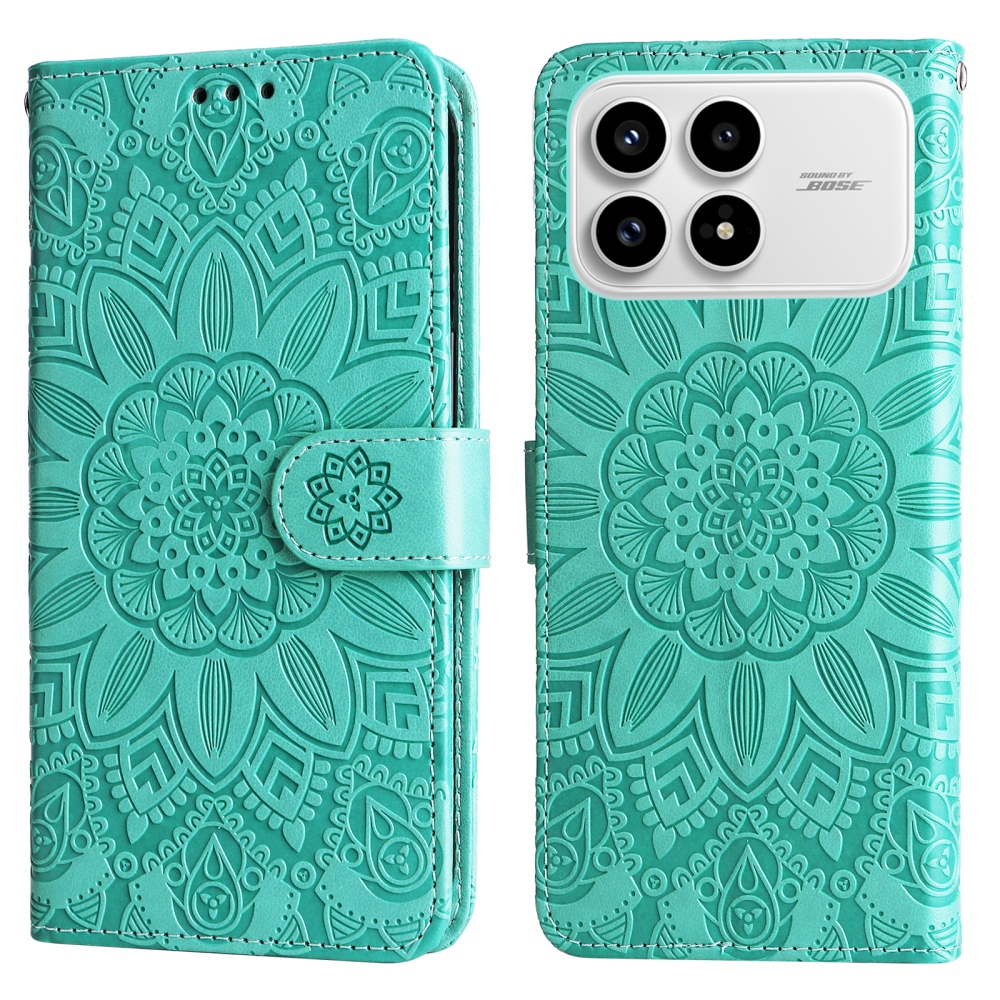 Sunflower knížkové pouzdro na Xiaomi Poco F8 Pro 5G - modrozelené