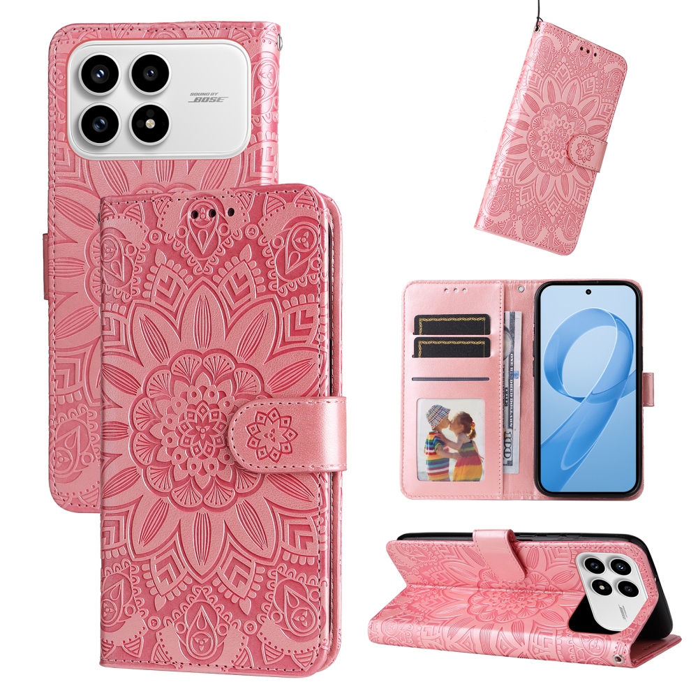 Sunflower knížkové pouzdro na Xiaomi Poco F8 Pro 5G - růžové