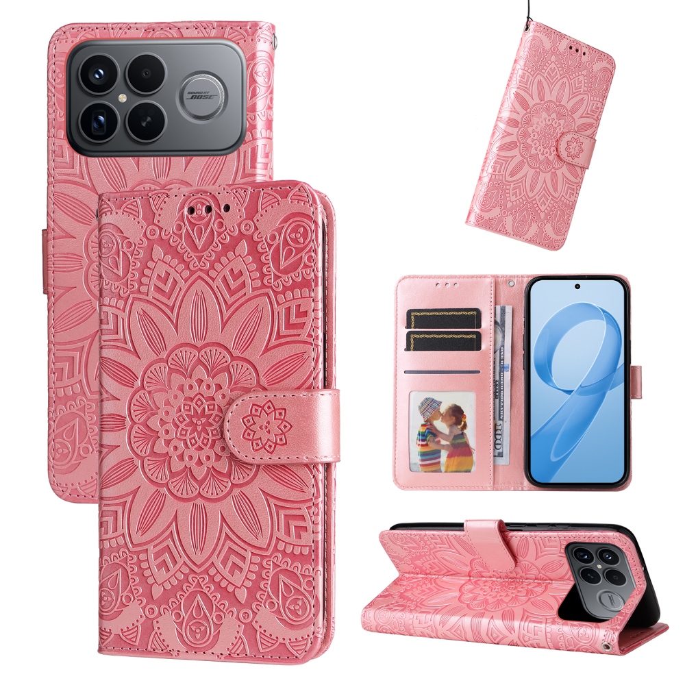 Sunflower knížkové pouzdro na Xiaomi Poco F8 Ultra 5G - růžové