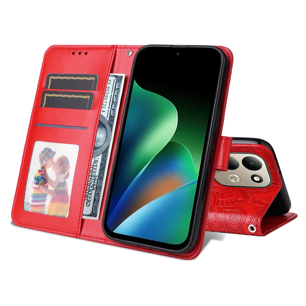 Sunflower knížkové pouzdro na Xiaomi Redmi 17 4G/5G - červené
