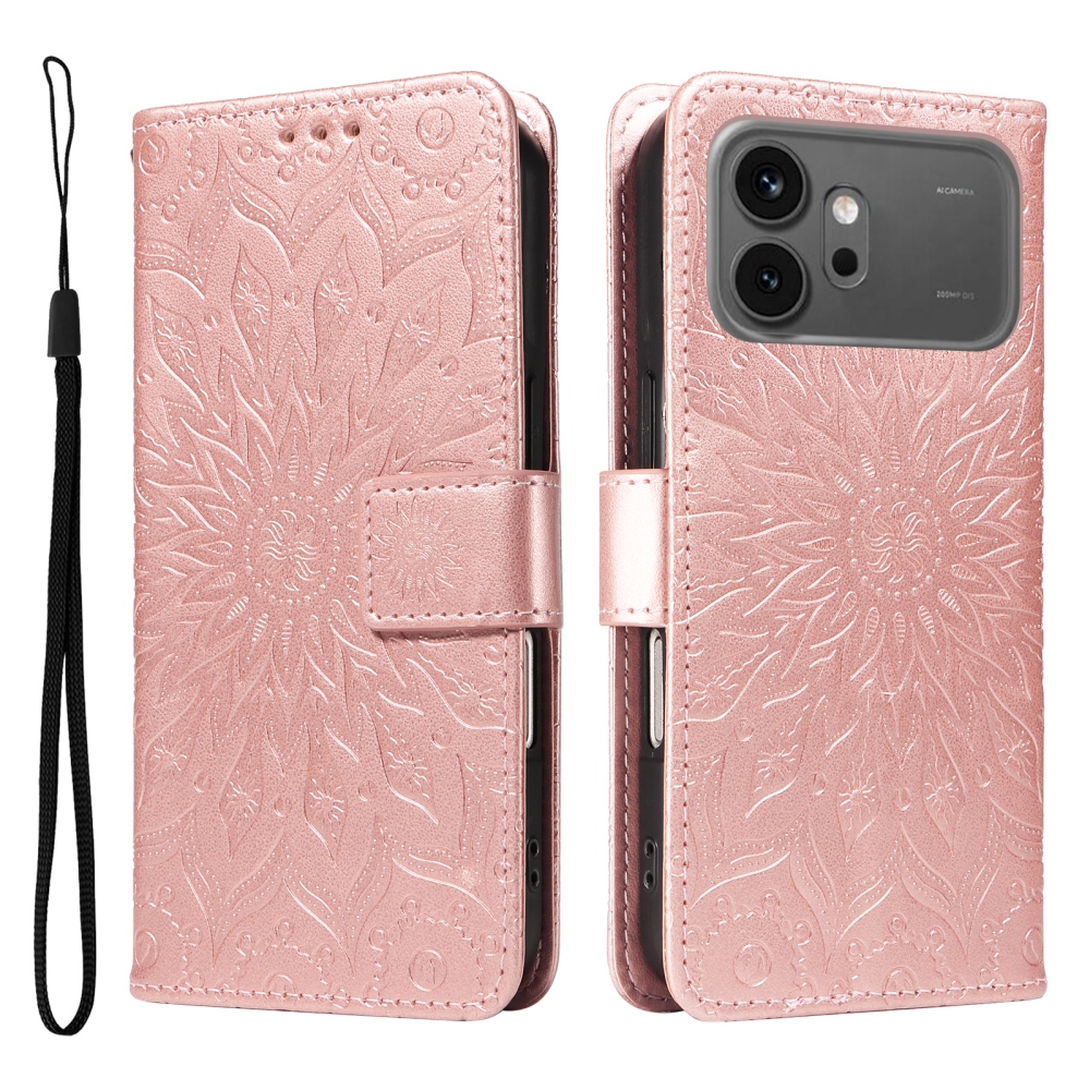 Sunflowers knížkové pouzdro na Honor 600 Pro 5G/Honor 600 5G - růžovozlaté