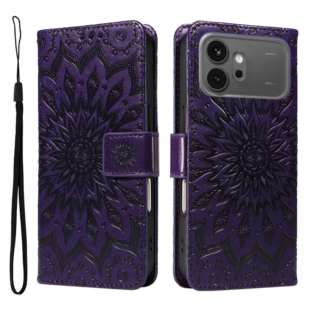 Sunflowers knížkové pouzdro na Honor 600 Pro 5G/Honor 600 5G - tmavěfialové