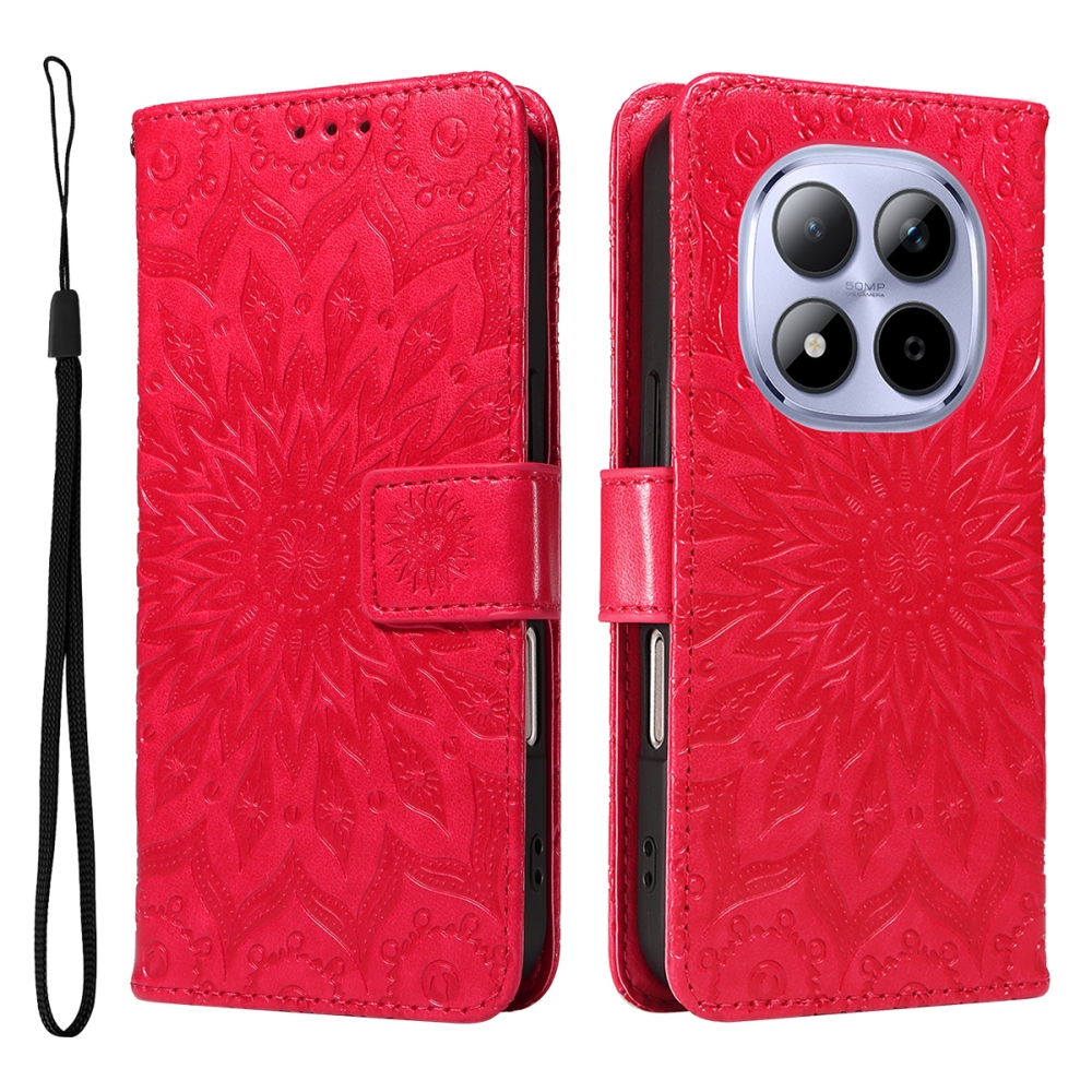 Sunflowers knížkové pouzdro na Xiaomi Redmi Note 15 Pro 5G - červené