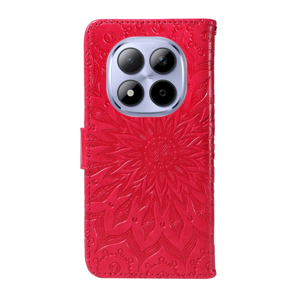 Sunflowers knížkové pouzdro na Xiaomi Redmi Note 15 Pro 5G - červené