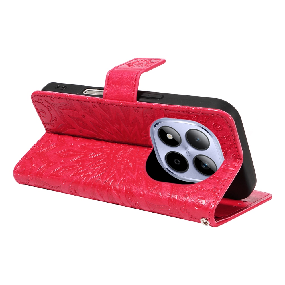 Sunflowers knížkové pouzdro na Xiaomi Redmi Note 15 Pro 5G - červené