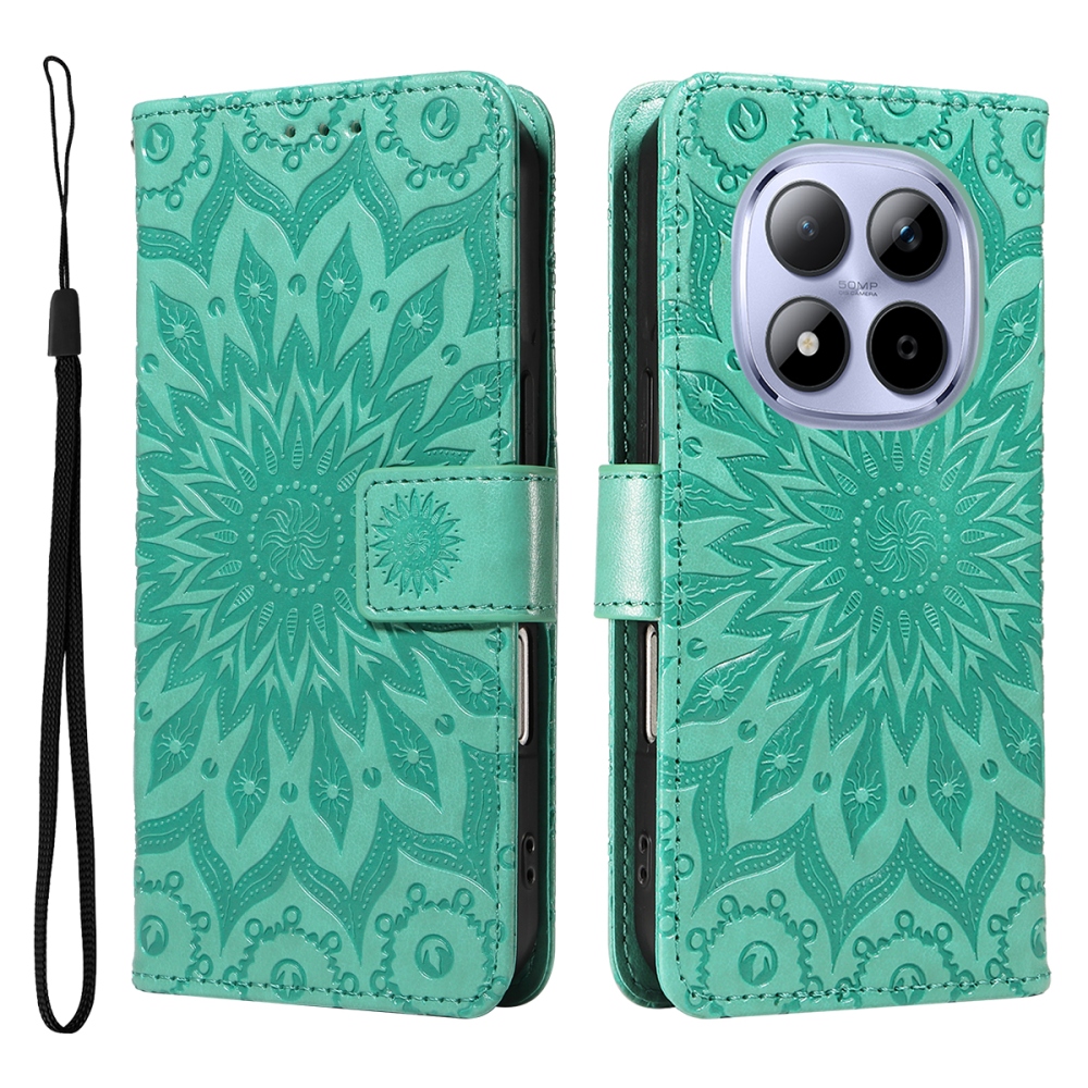 Sunflowers knížkové pouzdro na Xiaomi Redmi Note 15 Pro 5G - modrozelené