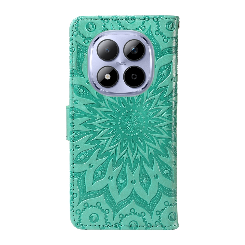 Sunflowers knížkové pouzdro na Xiaomi Redmi Note 15 Pro 5G - modrozelené