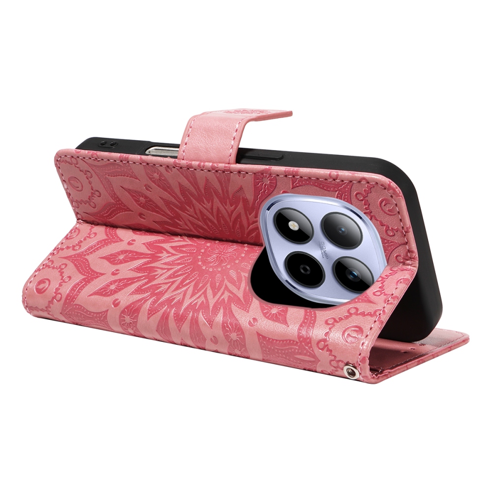 Sunflowers knížkové pouzdro na Xiaomi Redmi Note 15 Pro 5G - růžové