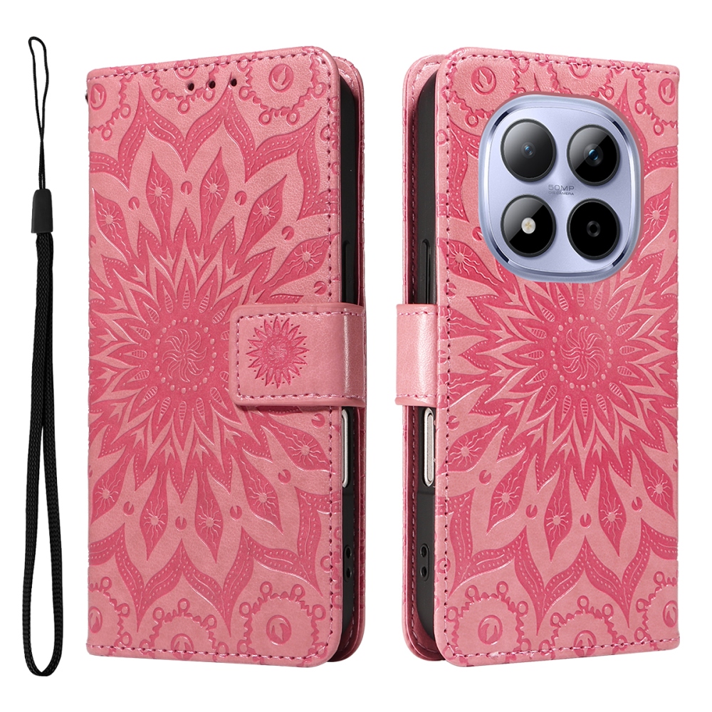 Sunflowers knížkové pouzdro na Xiaomi Redmi Note 15 Pro 5G - růžové