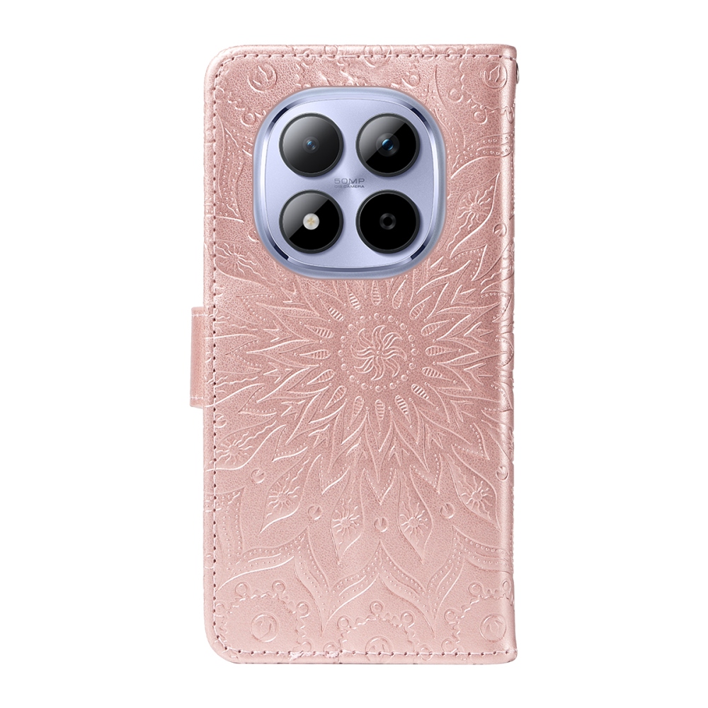 Sunflowers knížkové pouzdro na Xiaomi Redmi Note 15 Pro 5G - růžovozlaté