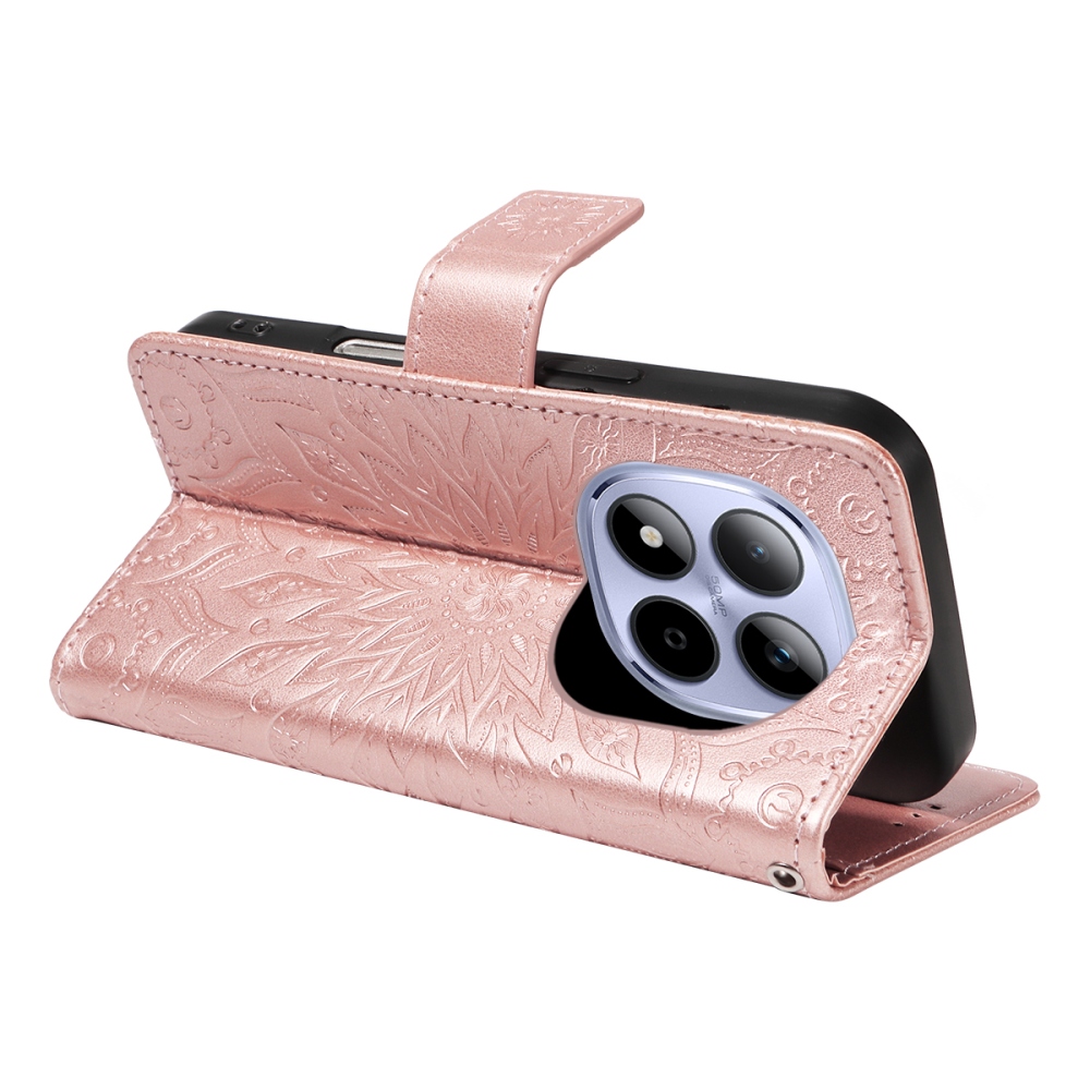 Sunflowers knížkové pouzdro na Xiaomi Redmi Note 15 Pro 5G - růžovozlaté