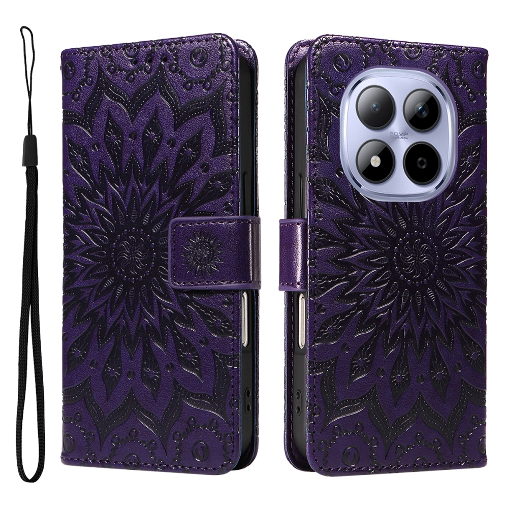 Sunflowers knížkové pouzdro na Xiaomi Redmi Note 15 Pro 5G - tmavěfialové