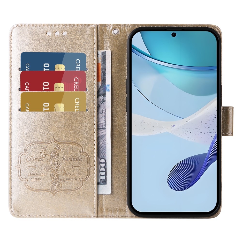 Flowery knížkové pouzdro na Realme 14x 5G/Realme C75 - zlaté