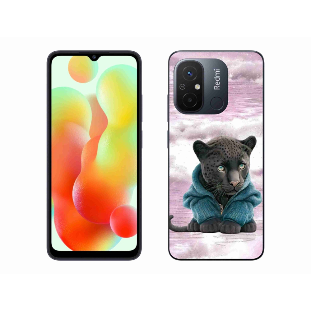 Gelový kryt mmCase na Xiaomi Redmi 12C - černý panter ve svetru