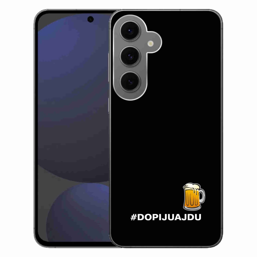 Gelový kryt mmCase na Samsung Galaxy S24 FE - pivní motiv 1 černé pozadí