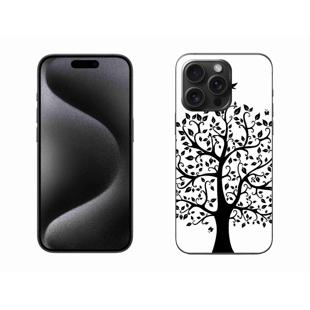Gelový kryt mmCase na iPhone 15 Pro Max - černobílý strom