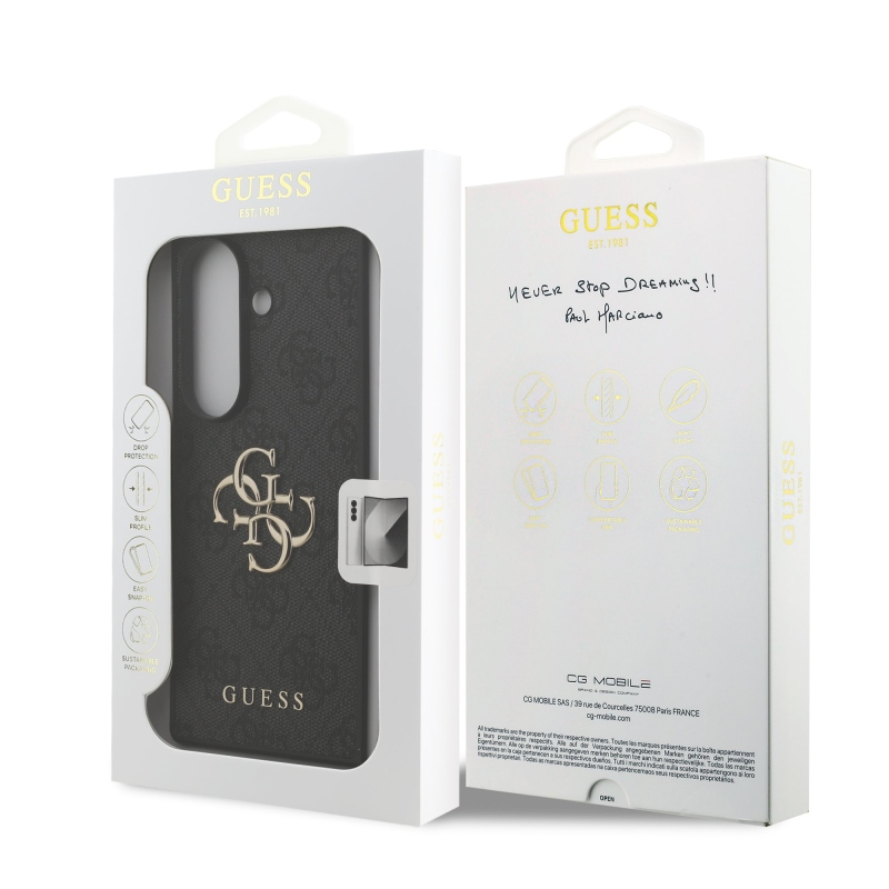 Guess PU 4G Metal Logo Zadní Kryt pro Samsung Galaxy Z Fold 7 Grey