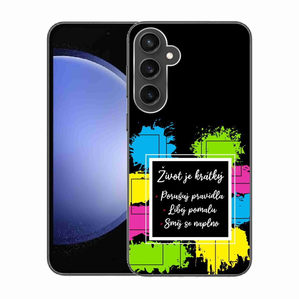 Gelový kryt mmCase na Samsung Galaxy S23 FE - citát 5 černé pozadí