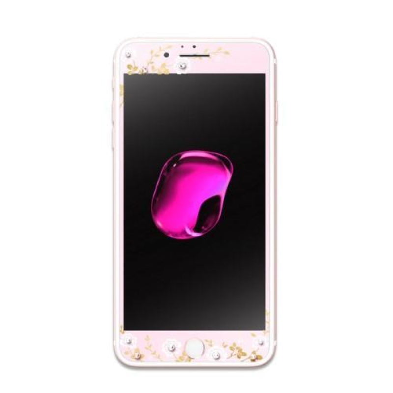 Swarovski decor celoplošné tvrzené sklo se zdobením na iPhone 6 Plus a 6s Plus - rosegold