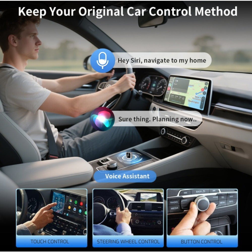 Swissten adaptér Carlink - Apple Carplay / Android Auto (+adaptér USB-A / USB-C)