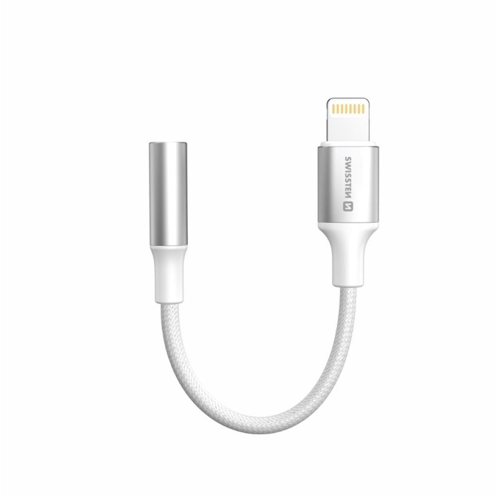 Swissten audio adaptér textilní lightning (samec) / 3,5mm AUX 0,15 m