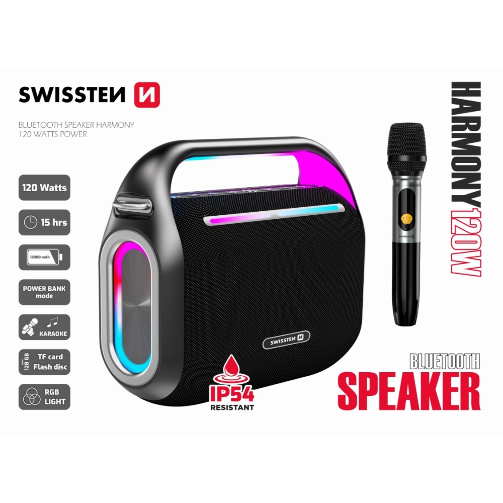SWISSTEN Bluetooth reproduktor Harmony 120W - černý