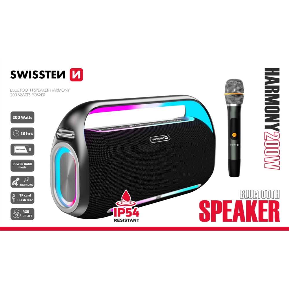 SWISSTEN Bluetooth reproduktor Harmony 200W - černý