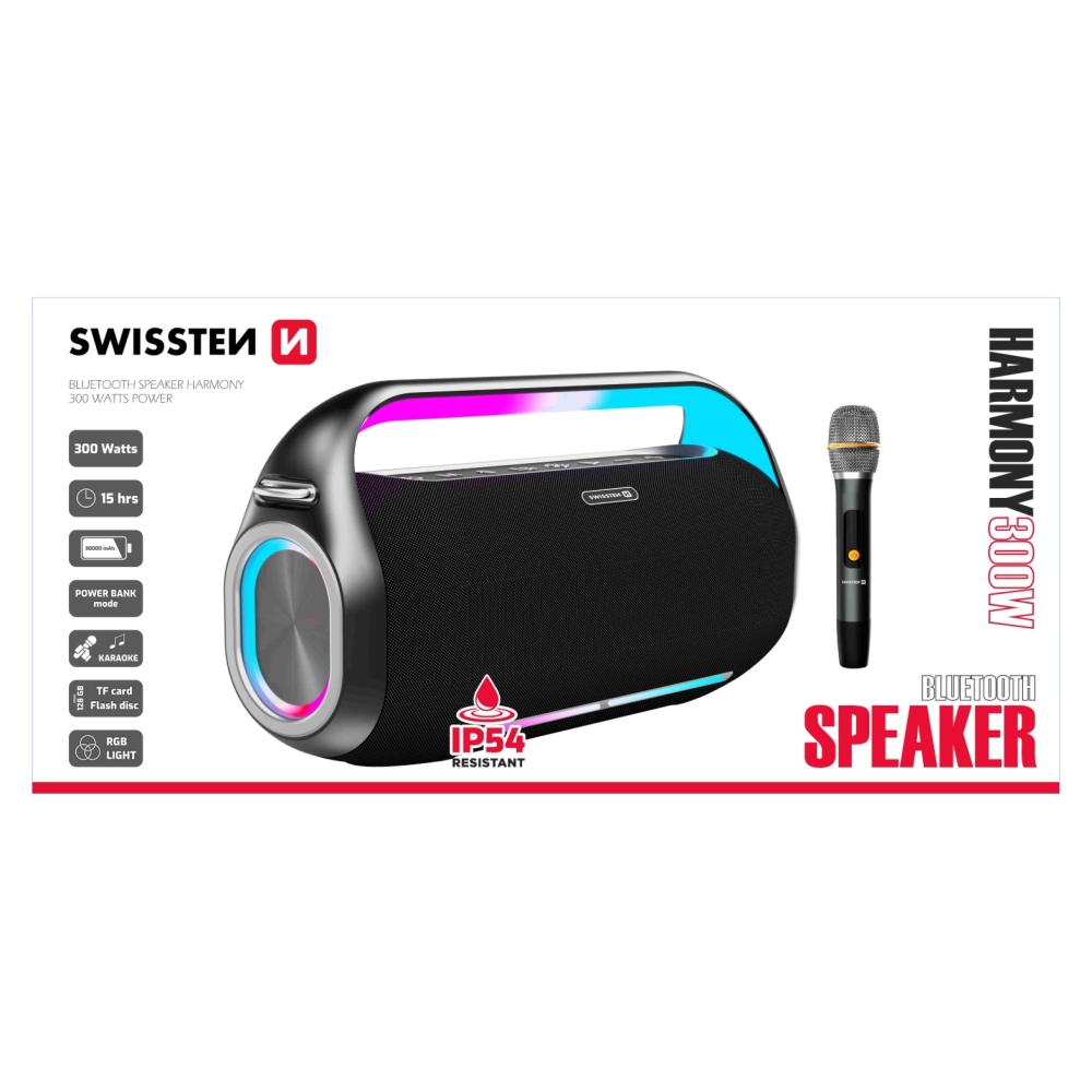 SWISSTEN Bluetooth reproduktor Harmony 300W - černý