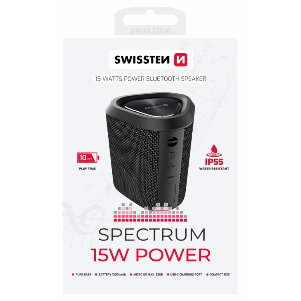 SWISSTEN Bluetooth reproduktor Spectrum 15 W - černý
