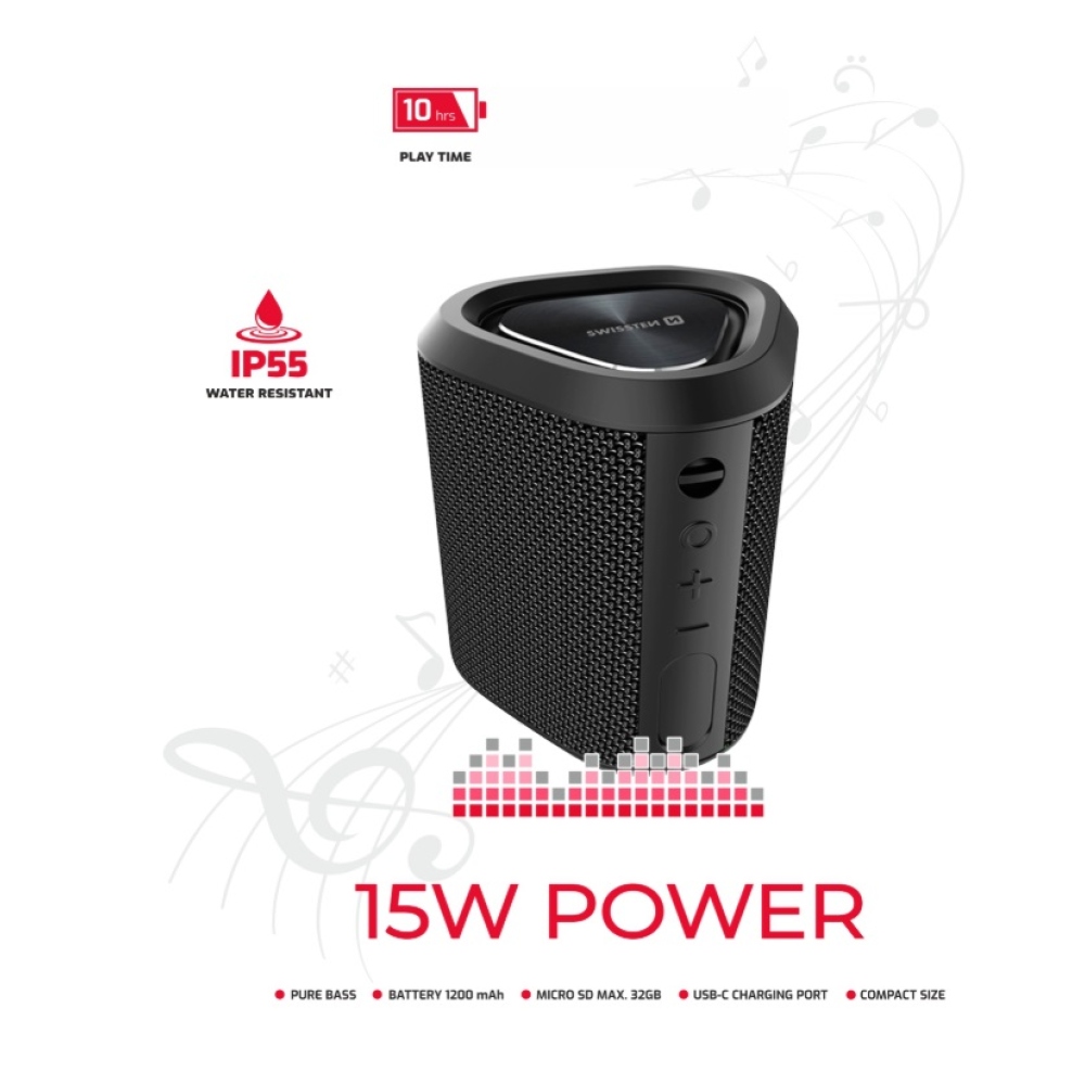 SWISSTEN Bluetooth reproduktor Spectrum 15 W - černý