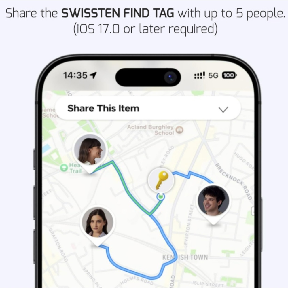 Swissten chytrý lokátor Find Tag s funkcí Apple Find My - bílý