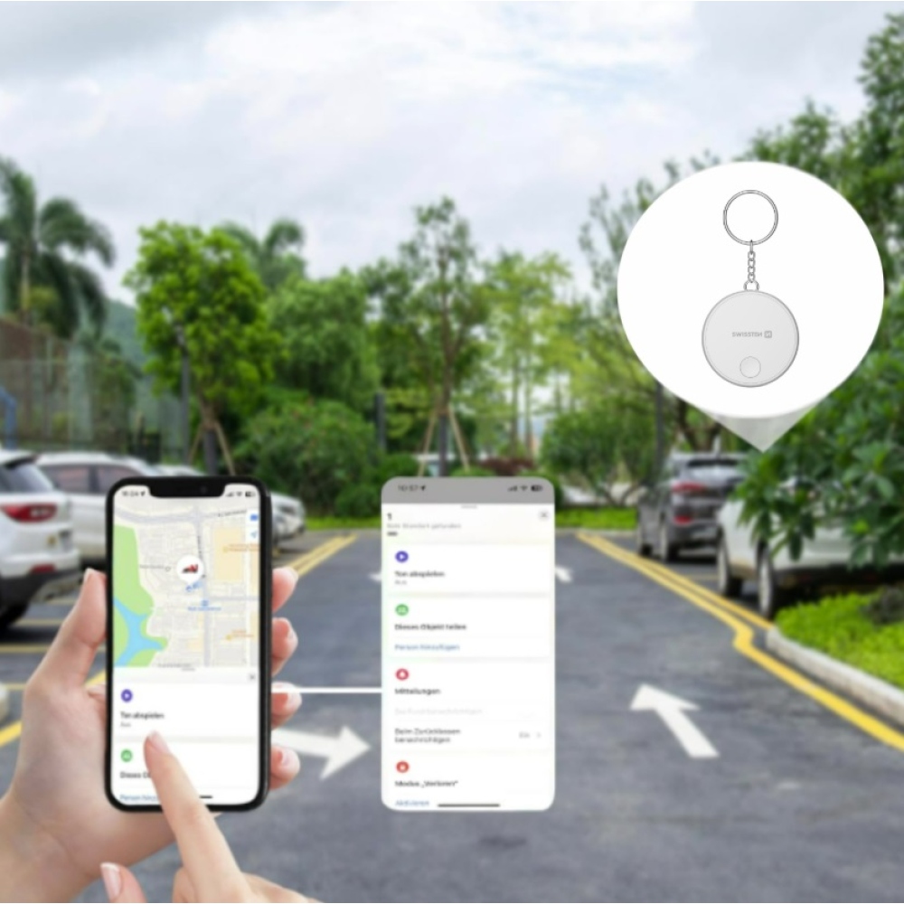 Swissten chytrý lokátor Find Tag s funkcí Apple Find My - bílý