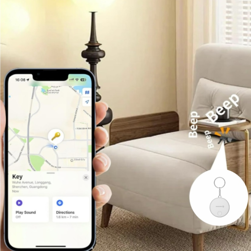 Swissten chytrý lokátor Find Tag s funkcí Apple Find My - bílý
