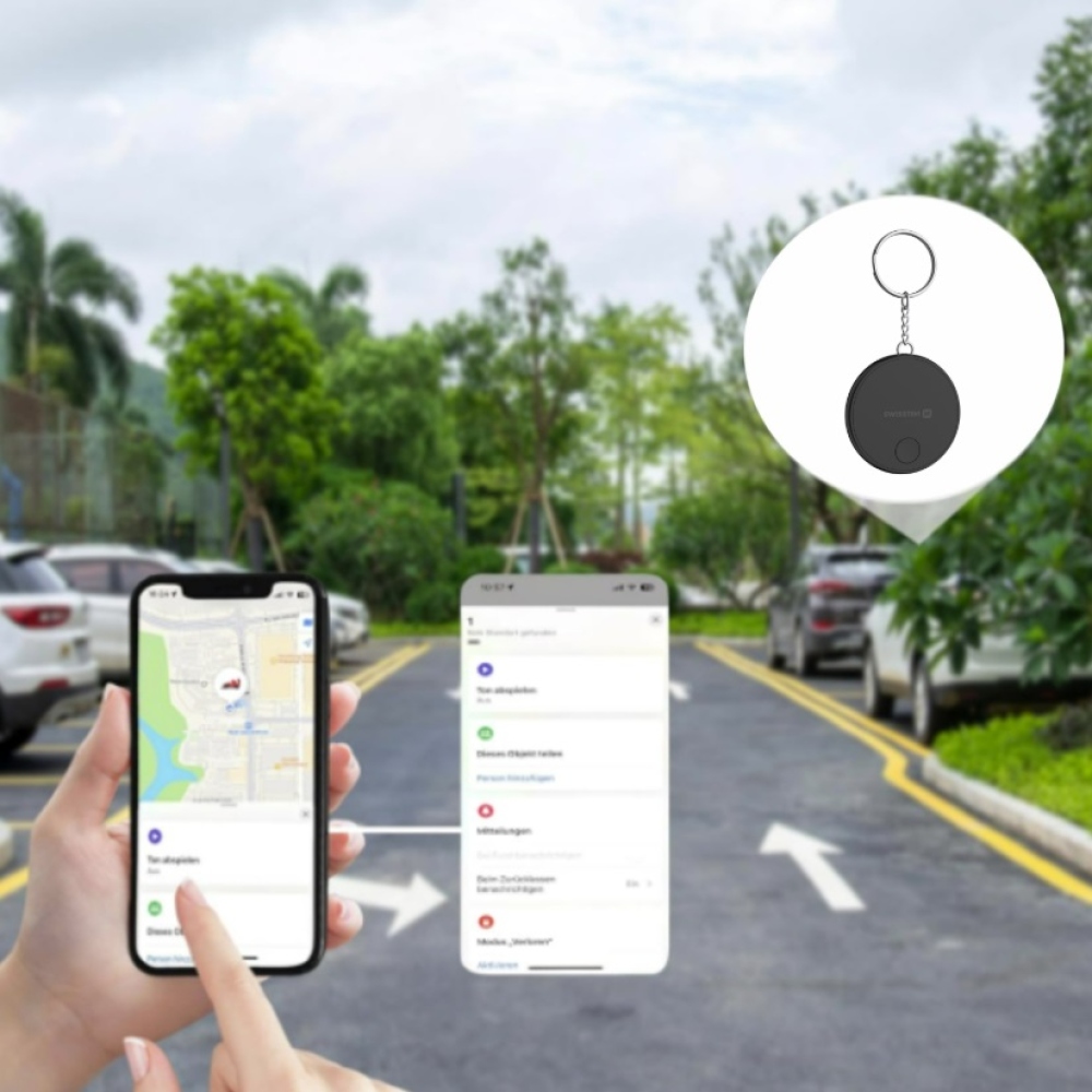 Swissten chytrý lokátor Find Tag s funkcí Apple Find My - černý