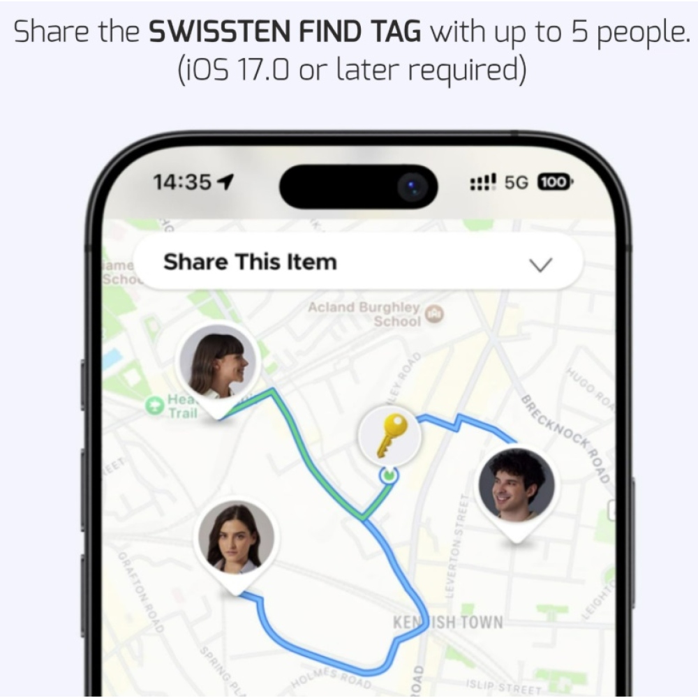 Swissten chytrý lokátor Find Tag s funkcí Apple Find My - černý