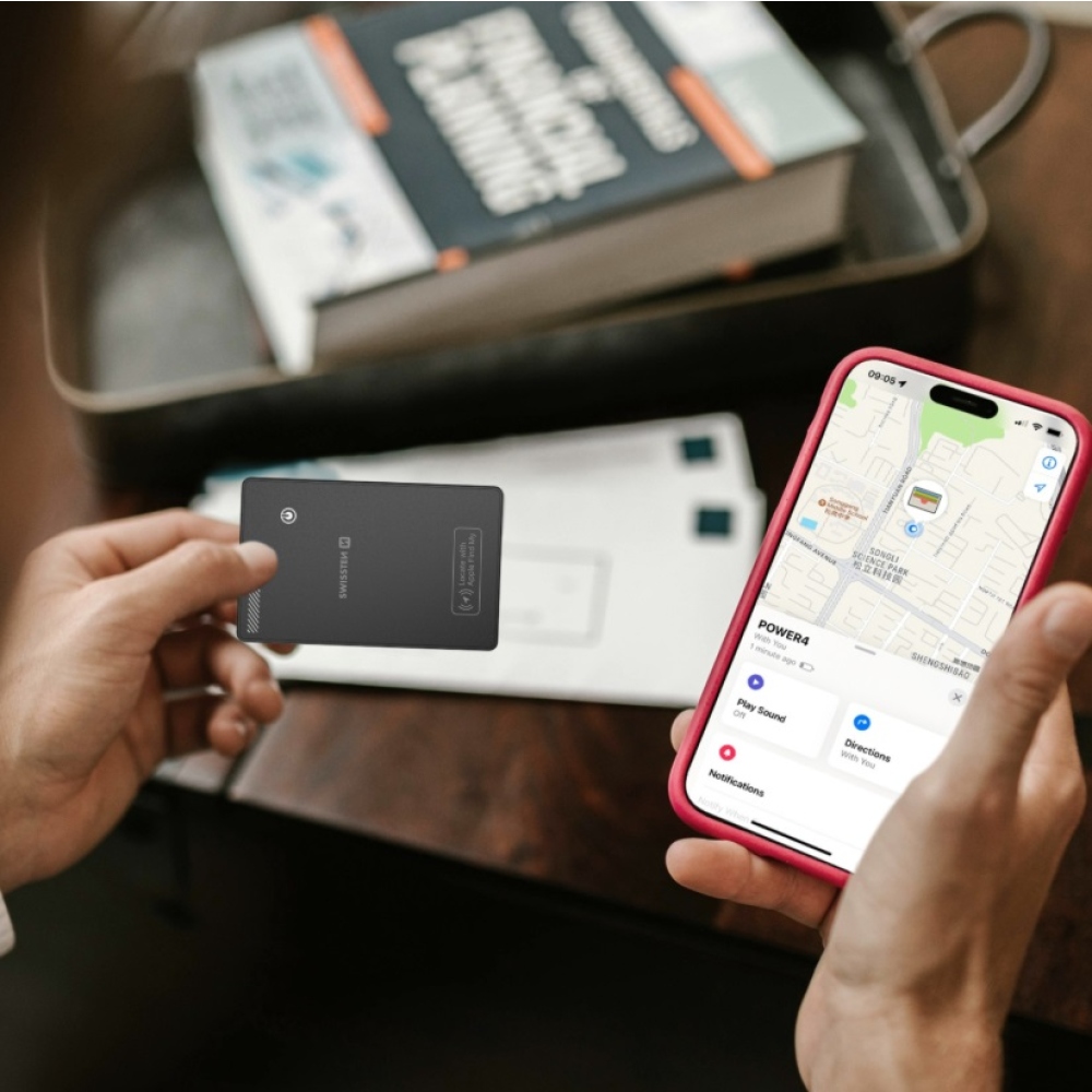 Swissten chytrý lokátor s funkcí Apple Find My - černý